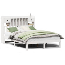 vidaXL Bookcase Bed without Mattress Bed Base White 160x200cm Solid Wood Pine