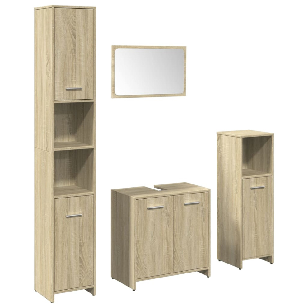 vidaXL Bathroom Furniture Set 4 Piece Sink Cabinet Sonoma Oak Engineered Wood