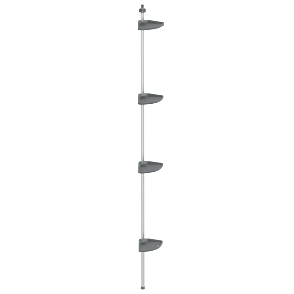 vidaXL 4-Tier Telescopic Shower Corner Shelf Silver Aluminium Shower Wall Rack