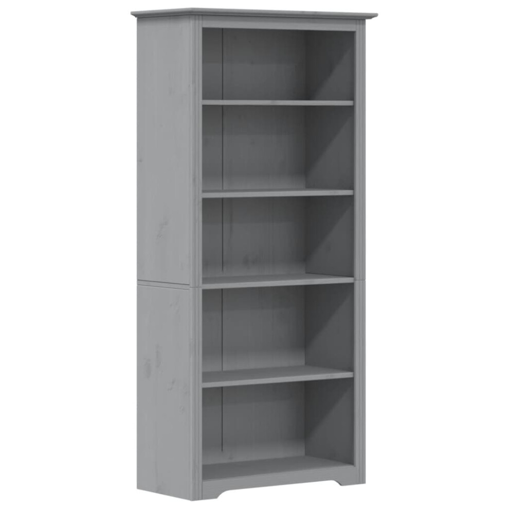 vidaXL Bookcase Bookshelf Sideboard Cabinet BODO Grey Solid Wood Pine 5-Tier