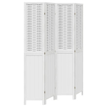 vidaXL Room Divider 4 Panels Office Privacy Screen White Solid Wood Paulownia