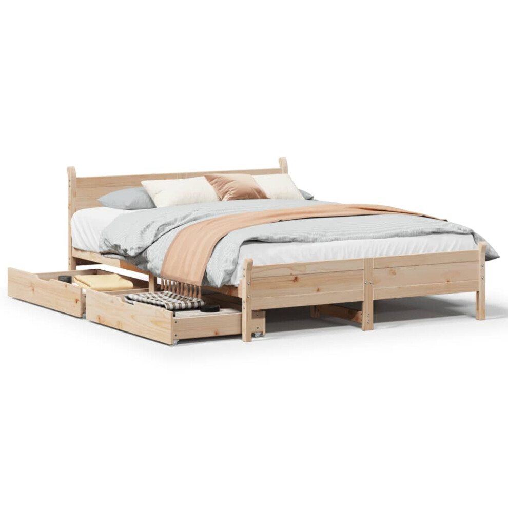 vidaXL Bed Frame without Mattress Home Bed Base 140x200 cm Solid Wood Pine