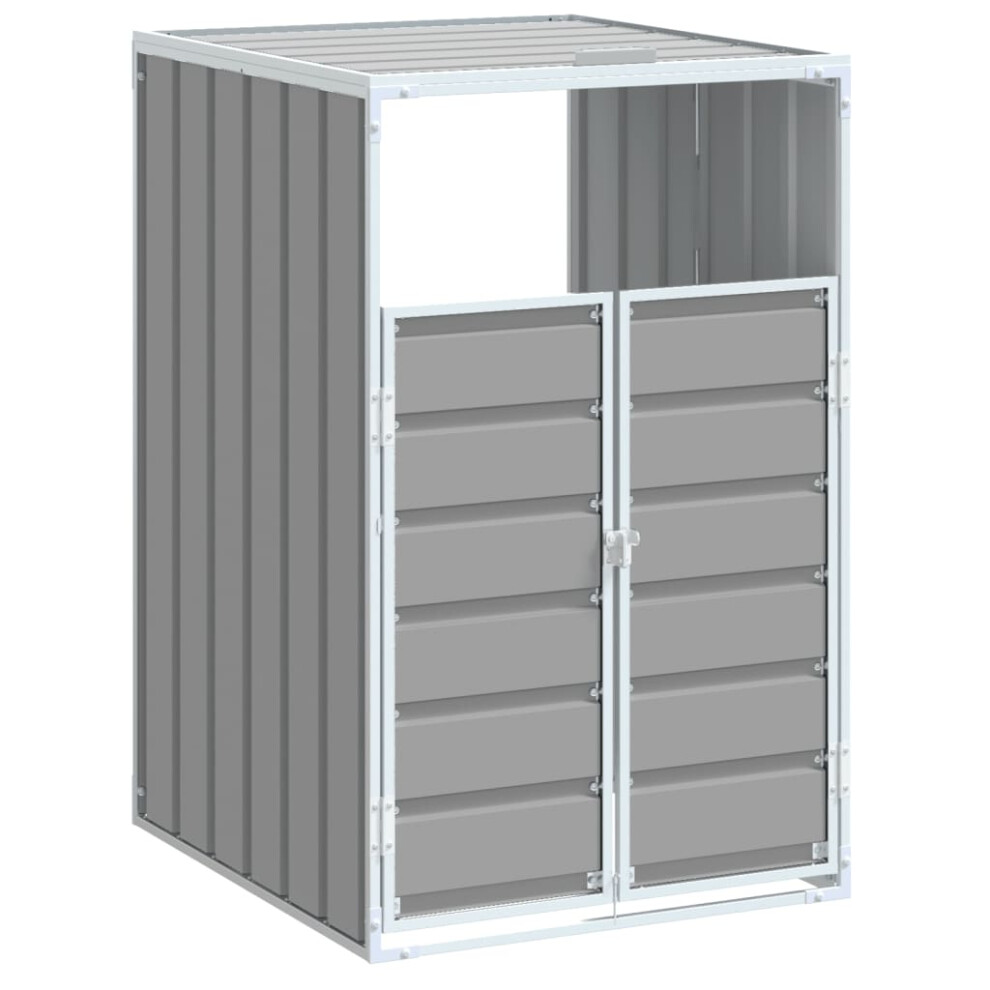 vidaXL Wheelie Bin Storage for Single Bin Garden Store Trash Cover Grey Steel