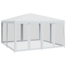 vidaXL Party Tent with 8 Mesh Sidewalls Party Gazebo Canopy Marquee White HDPE