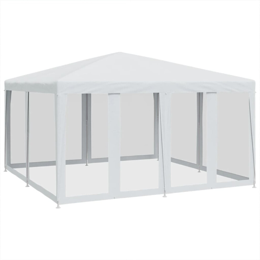 vidaXL Party Tent with 8 Mesh Sidewalls Party Gazebo Canopy Marquee White HDPE