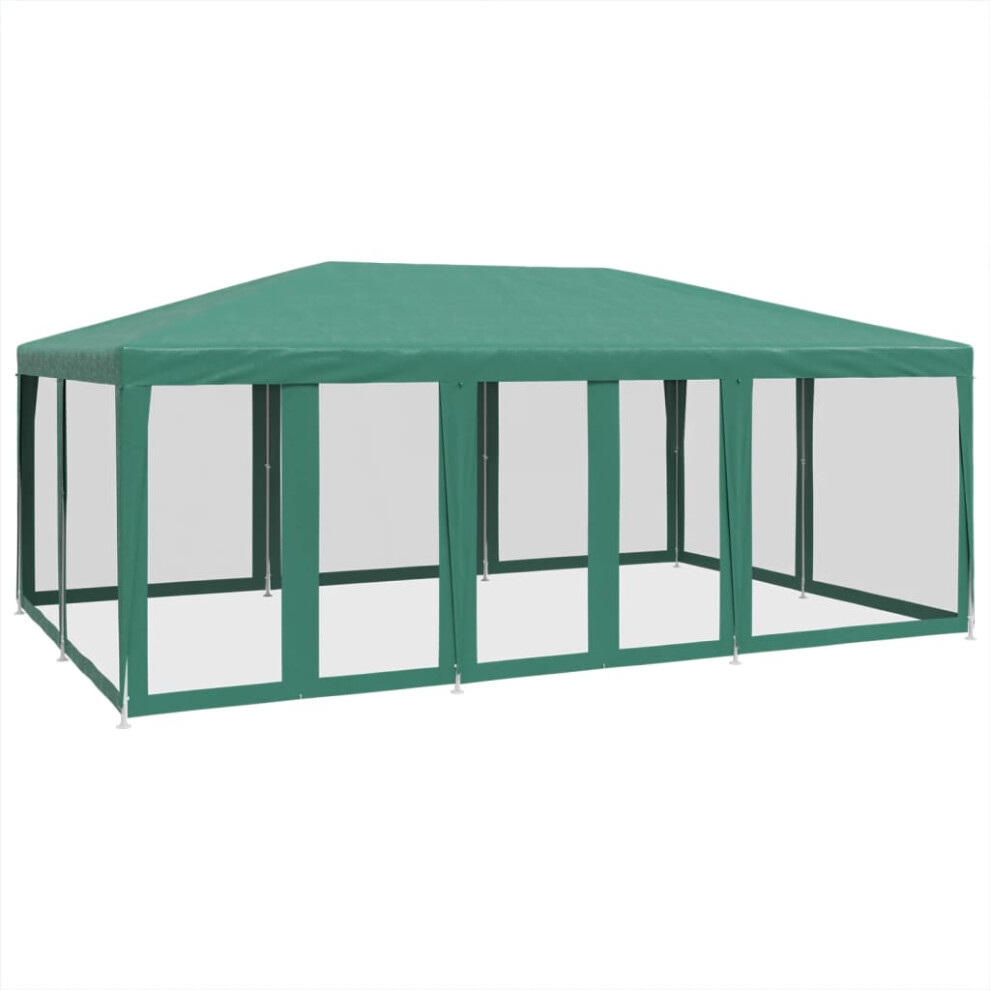 vidaXL Party Tent with 10 Mesh Sidewalls Gazebo Canopy Marquee Green HDPE