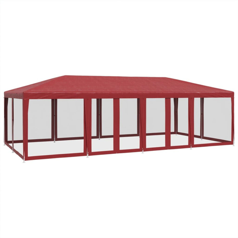 vidaXL Party Tent with 12 Mesh Sidewalls Party Gazebo Canopy Marquee Red HDPE