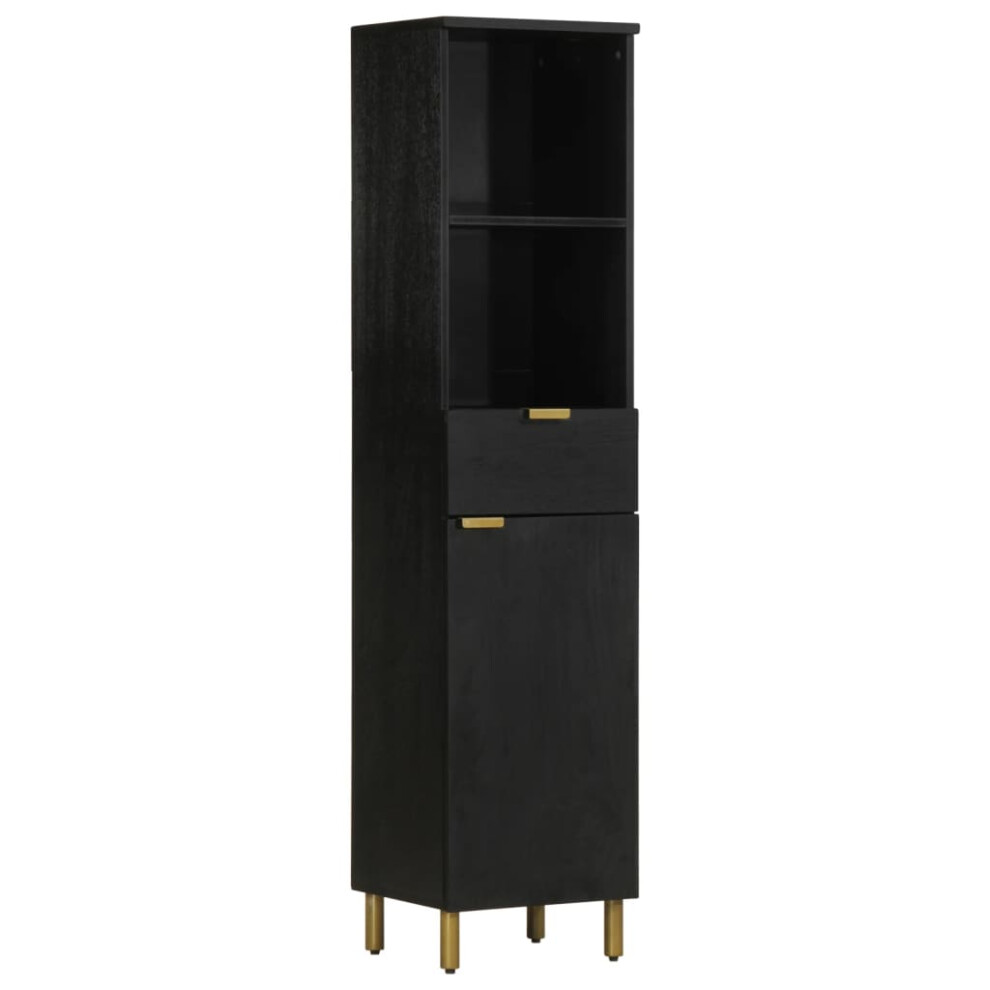 vidaXL Bathroom Cabinet Storage Cupboard Vanity Unit Black Solid Wood Mango