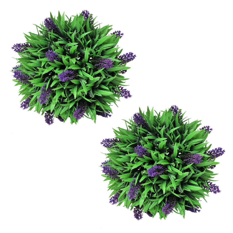 Vidaxl 2X Artificial Boxwood Ball With Lavender 28Cm Fake Plant Floral Decor