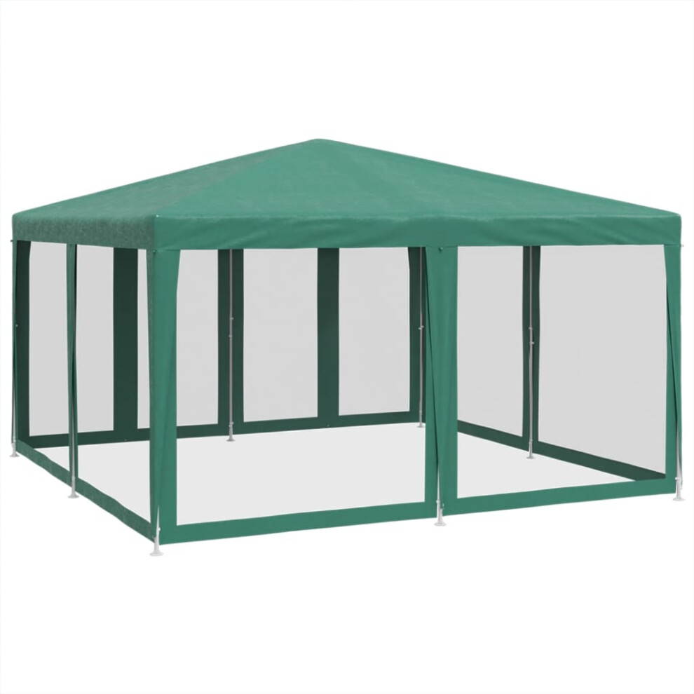 vidaXL Party Tent with 8 Mesh Sidewalls Party Gazebo Canopy Marquee Green HDPE