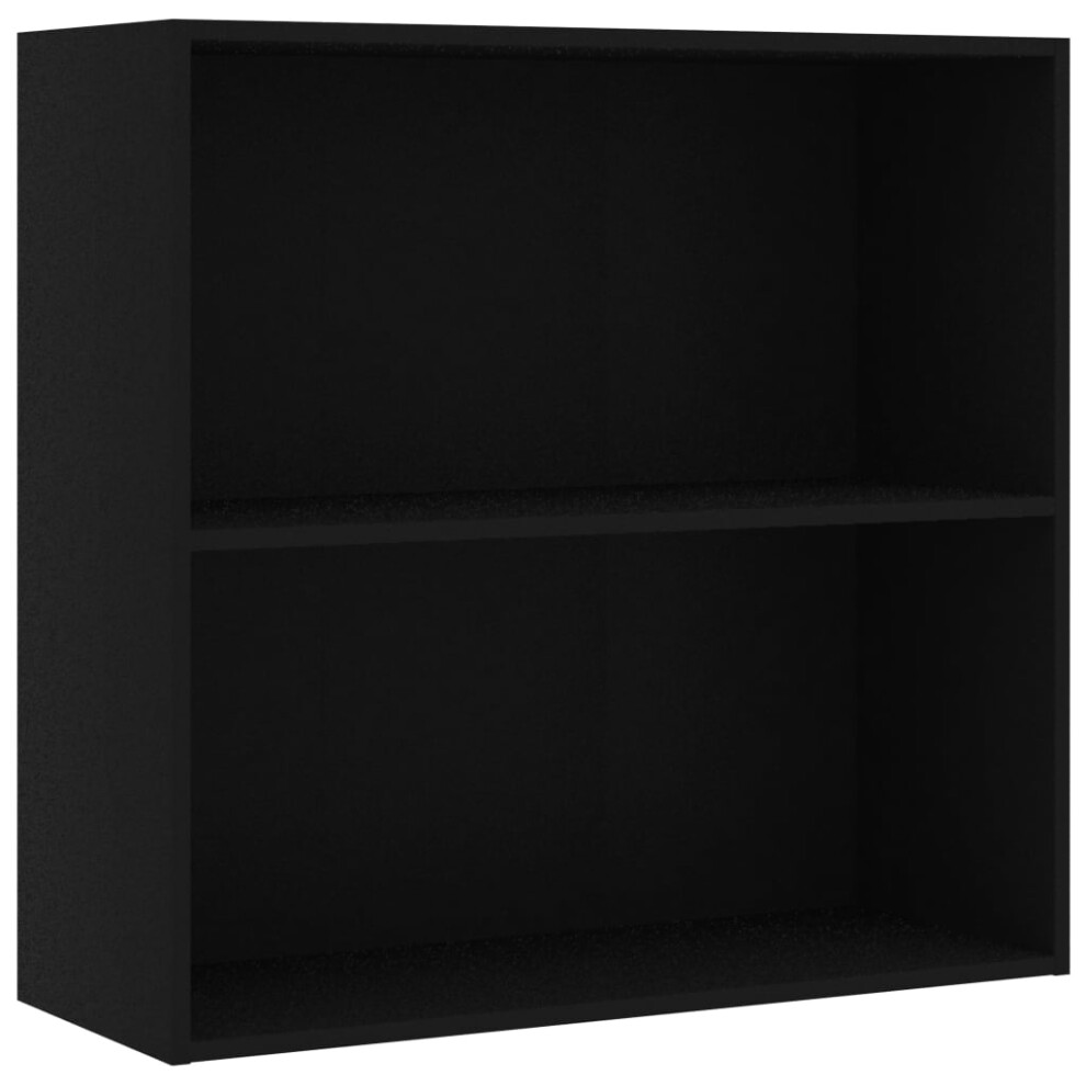 vidaXL 2-Tier Book Cabinet Bookcase Shelf Bookshelf Black Engineered Wood