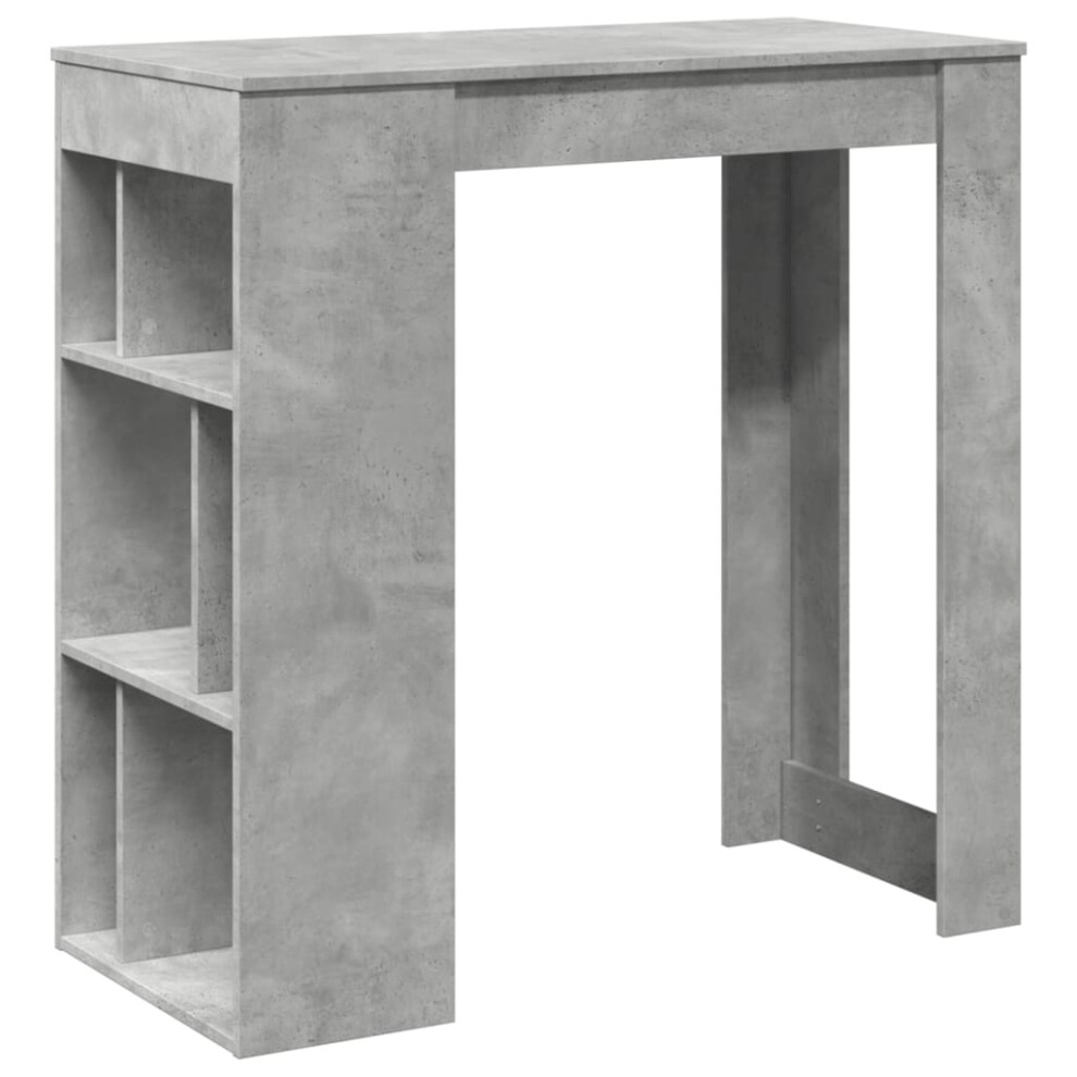 vidaXL Bar Table with Racks Pub Bistro Table Concrete Grey Engineered Wood