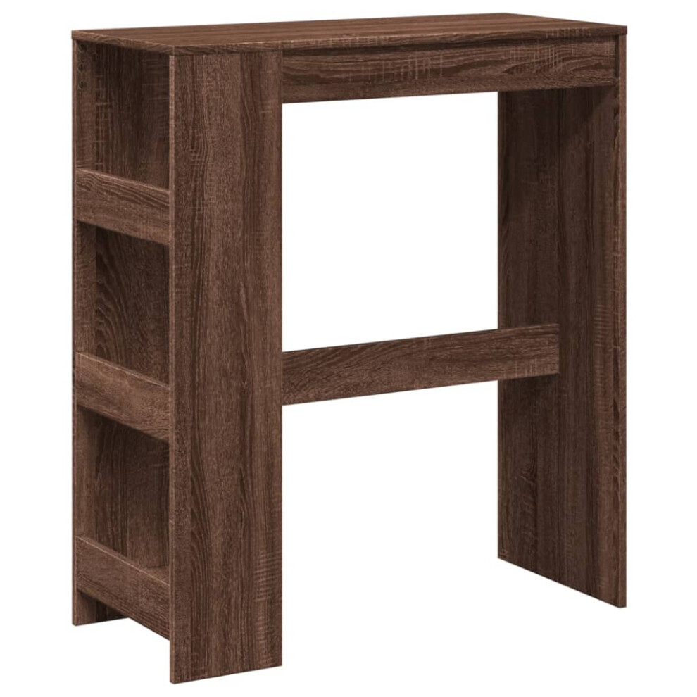 vidaXL Bar Table with Racks Pub Table Bistro Table Brown Oak Engineered Wood