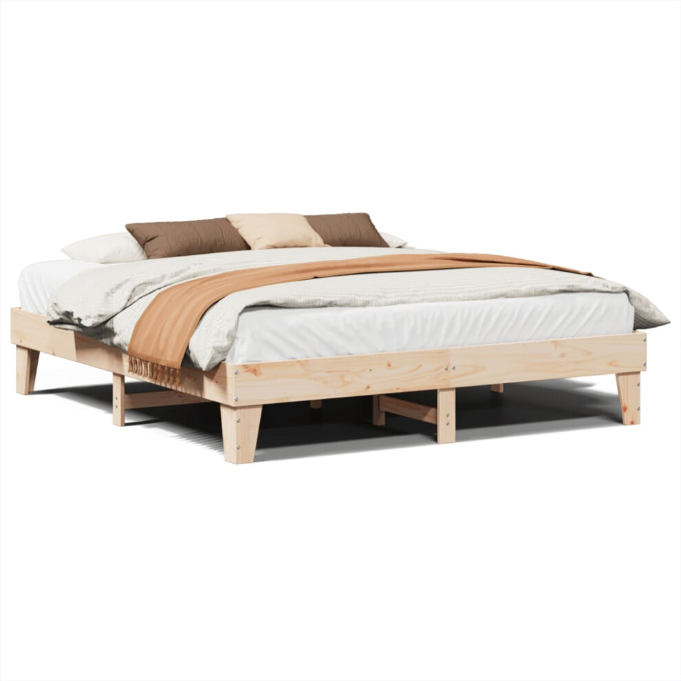 vidaXL Bed Frame without Mattress Bed Base Bedstead 200x200 cm Solid Wood Pine