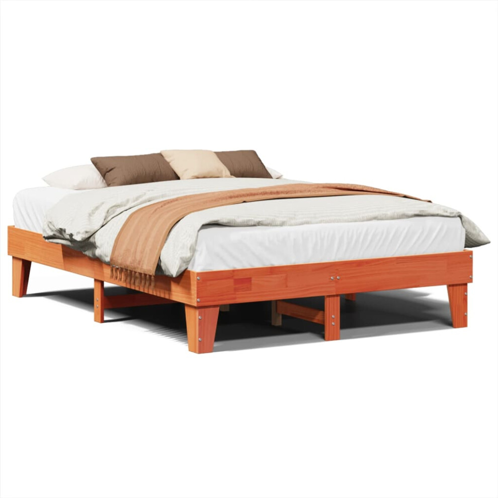 vidaXL Bed Frame without Mattress Bed Wax Brown 140x190 cm Solid Wood Pine