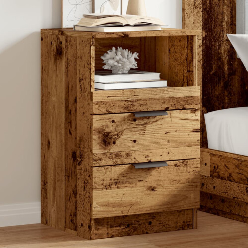 VidaXL vidaXL Bedside Cabinet Nightstand Bed Side Table Old Wood Engineered Wood 2