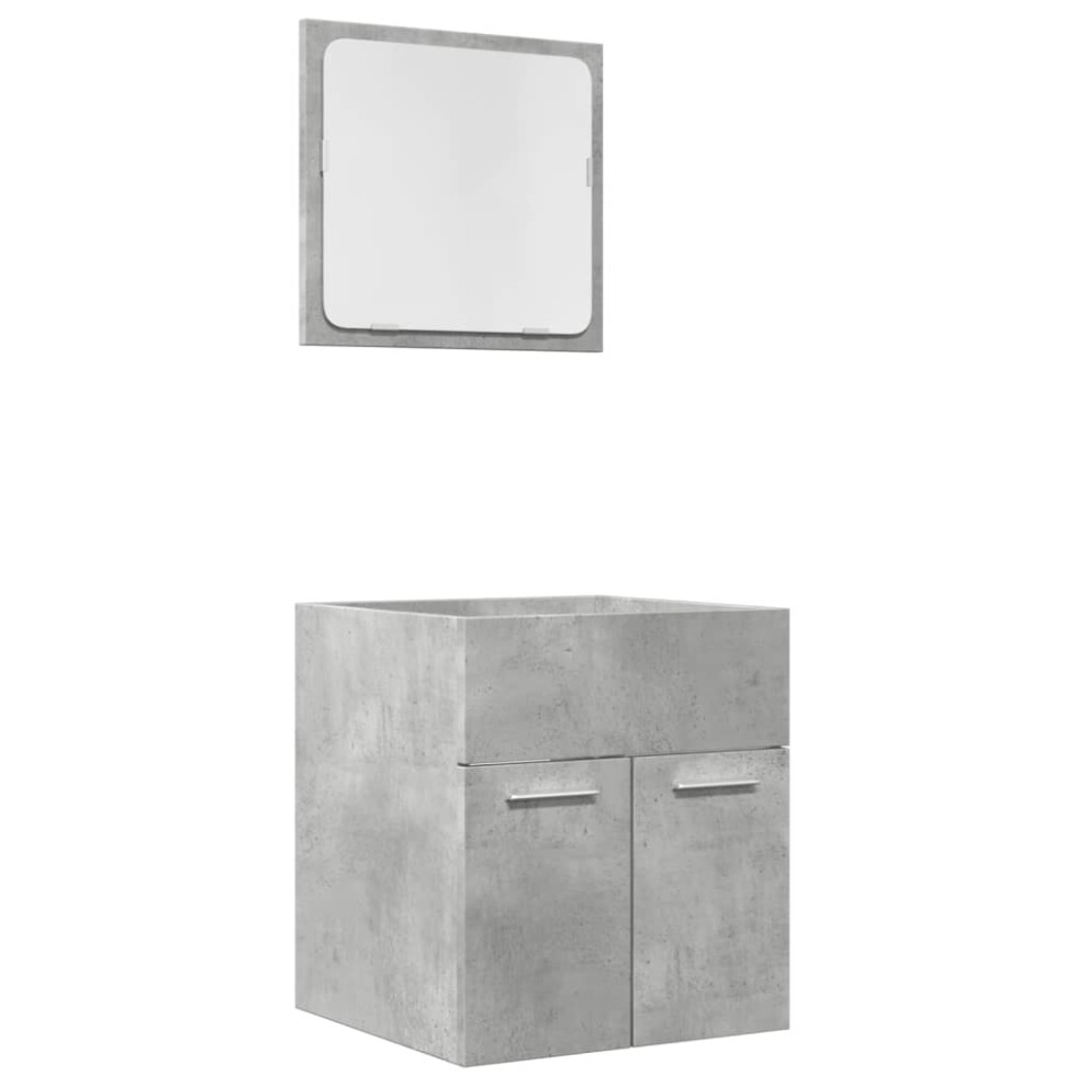 vidaXL Bathroom Furniture Set 2 Piece Cabinet Concrete Grey Engineered Wood