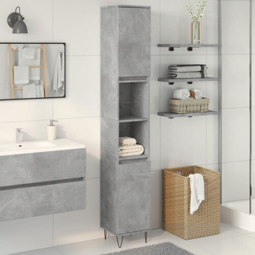 VidaXL vidaXL Bathroom Cabinet Cupboard Vanity Unit Concrete Grey Engineered Wood 2