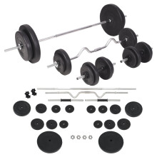 vidaXL Barbell and Dumbbell Set 90kg Free Weight Plate Disc Training Lifting