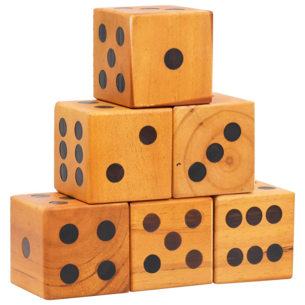 vidaXL Giant Yard Dice Set 6 Pieces Solid Pinewood Yard Dices Wooden Game