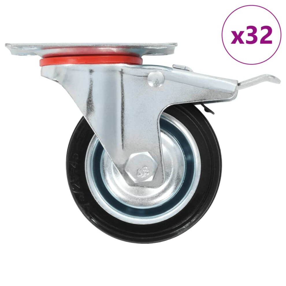 vidaXL 32x Swivel Casters with Double Brakes 75mm Trolley Furniture Wheels