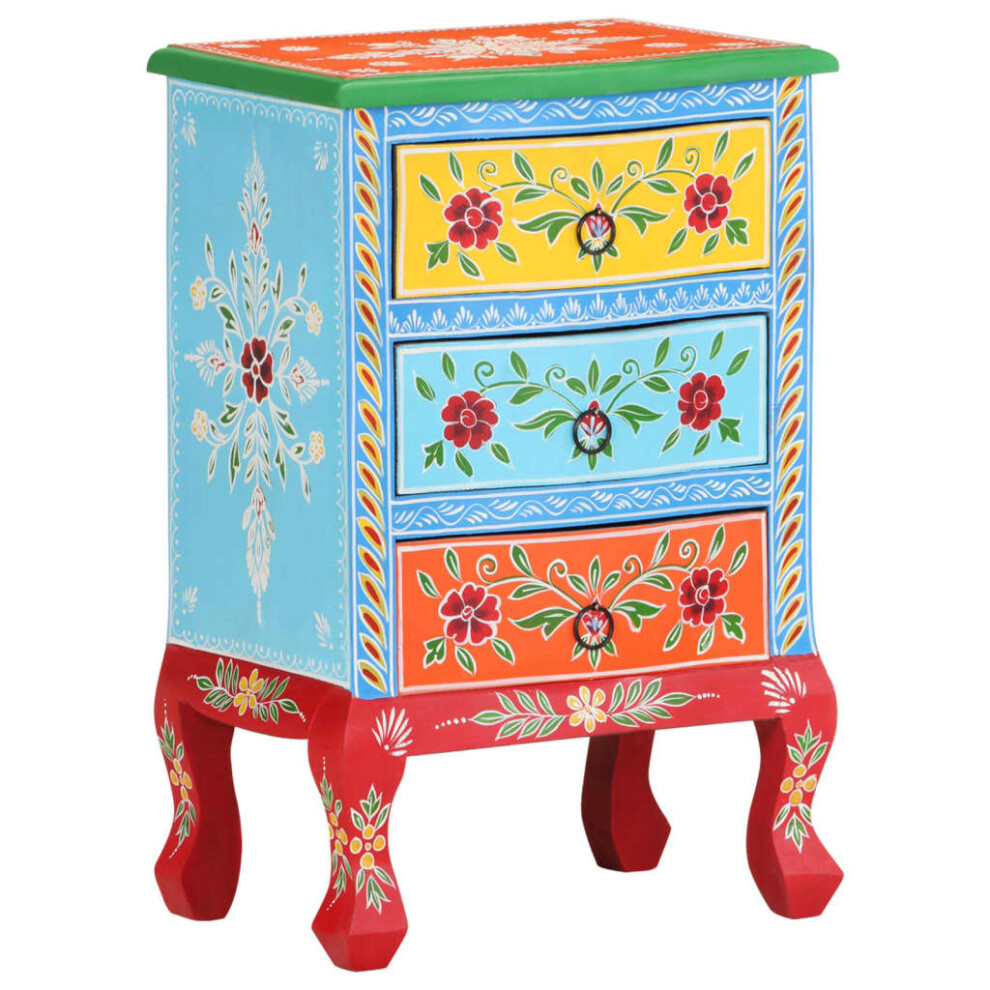 vidaXL Hand Painted Bedside Cabinet Wooden Bedside Cabinet Nightstand Bed Side