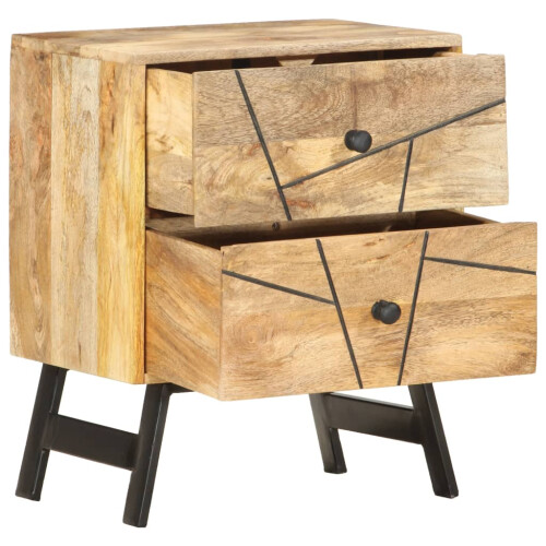 VidaXL vidaXL Solid Wood Mango Bedside Cabinet 40x30x50cm Nightstand Storage Cabinet 2