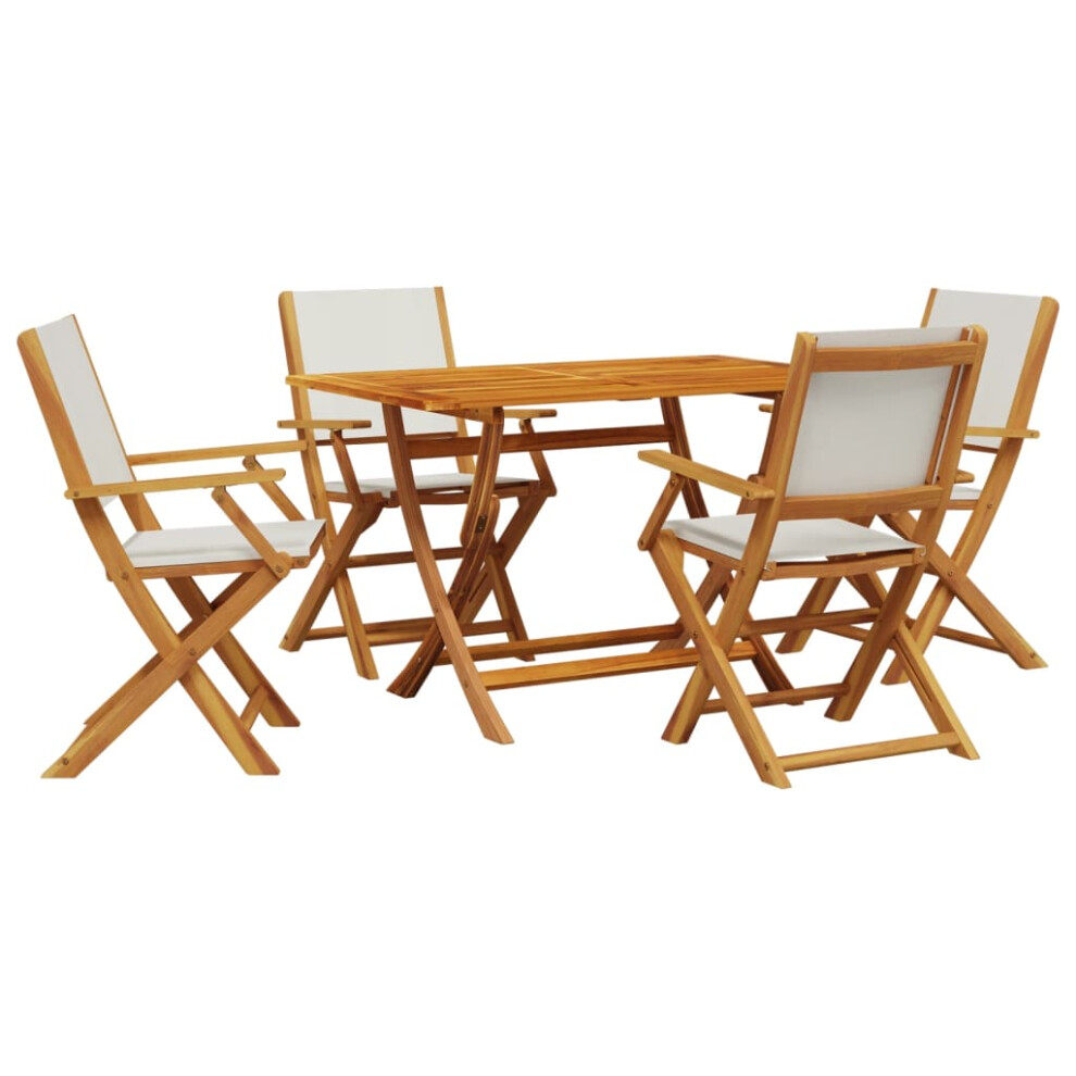 New Vidaxl Garden Dining Set 5 Piece Chairs Cream White Fabric And Solid Wood White,Cream