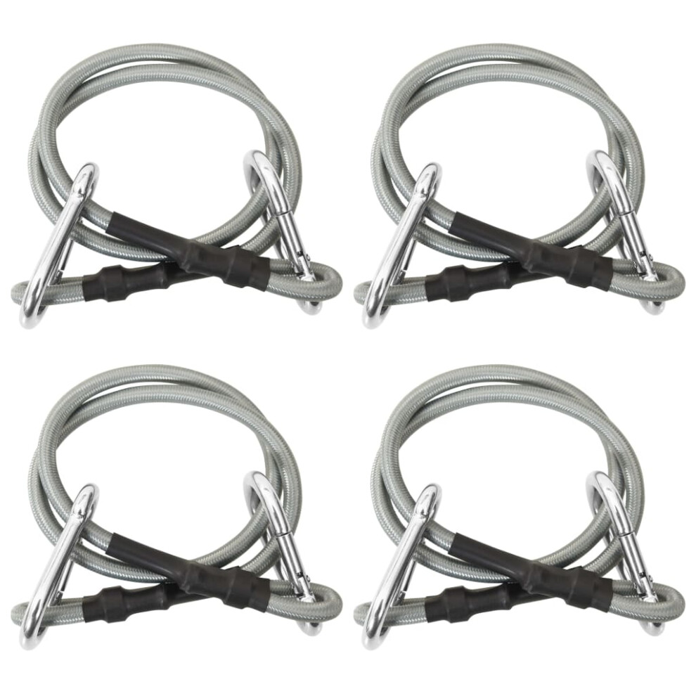 vidaXL 4x Ropes with Carabiner Rubber Sunshade Sail Awning Attachment Hook