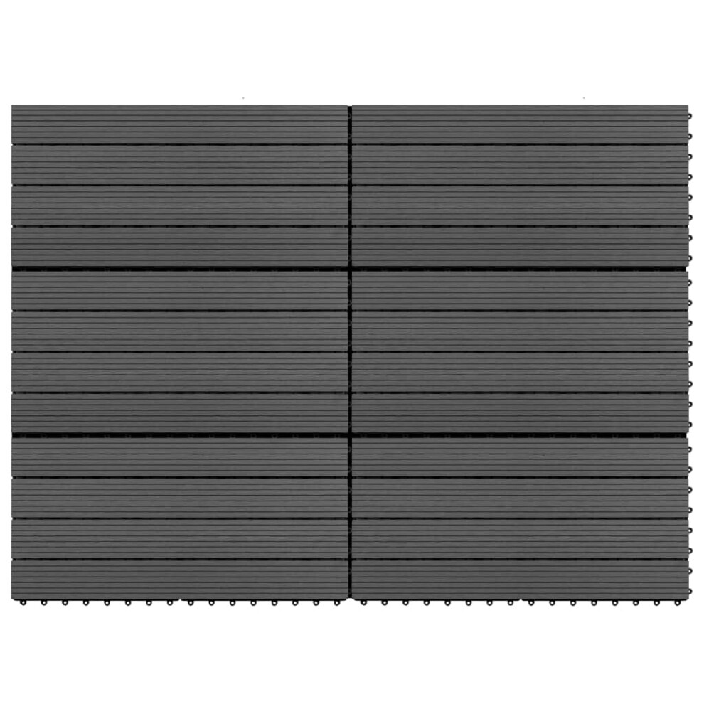 vidaXL 6x Decking Tiles WPC Black Interlocking Floor Pool Tile Flooring Carpet