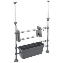 vidaXL Adjustable Kitchen Organiser Aluminium Cleaning Supplies Storage Holder