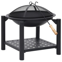 vidaXL Fire Pit with Poker 54x54x55 cm Steel Home Outdoor Heating Fireplace