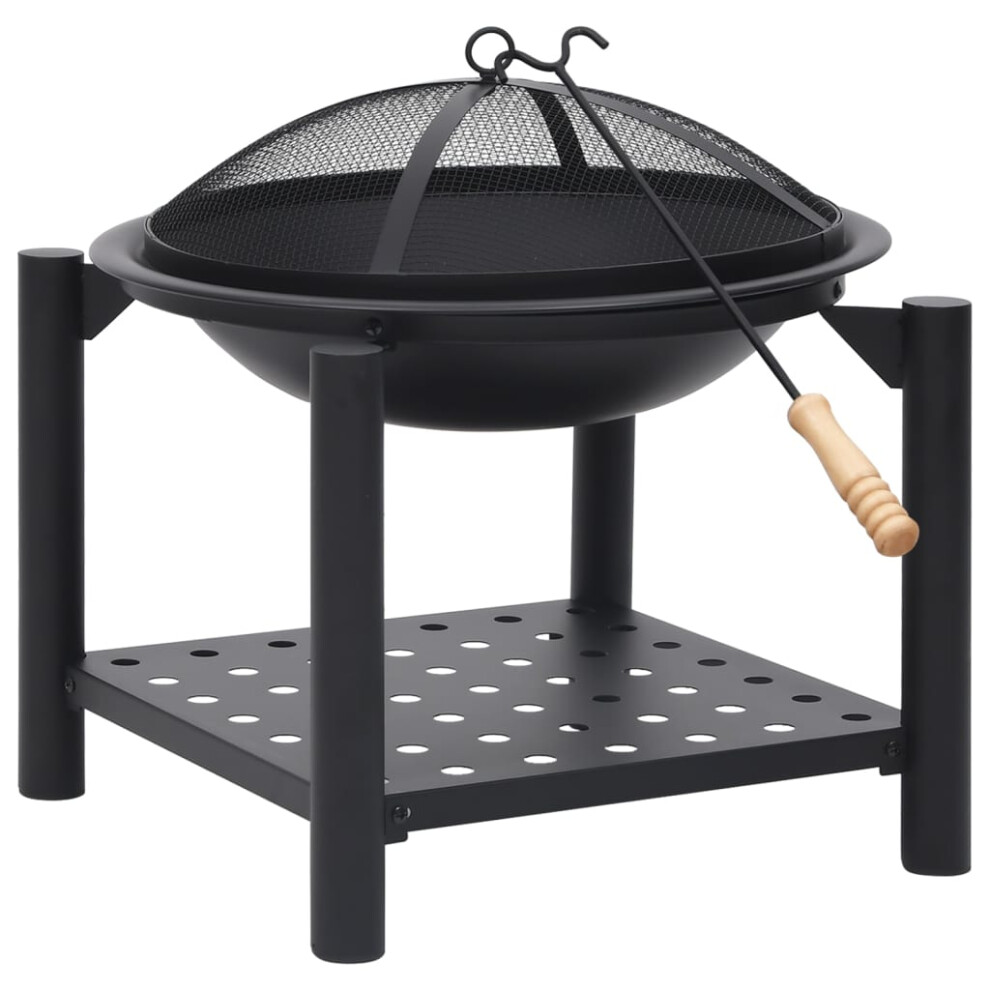 Vidaxl Fire Pit With Poker 54X54x55 Cm Steel Home Outdoor Heating Fireplace