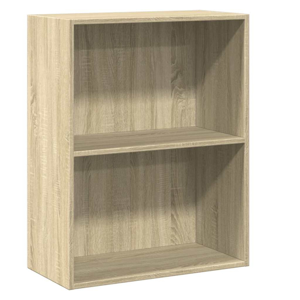 vidaXL 2-Tier Book Cabinet Sonoma Oak Engineered Wood Storage Unit Highboard