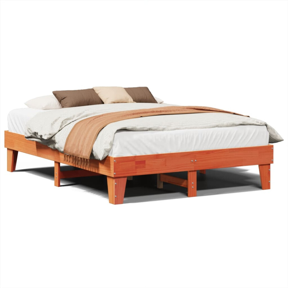 vidaXL Bed Frame without Mattress Bed Wax Brown 160x200 cm Solid Wood Pine