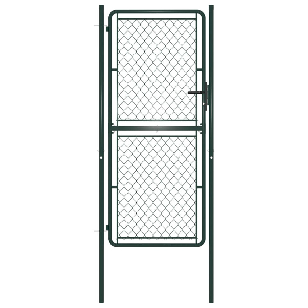 vidaXL Garden Gate Steel 200cm Green Outdoor Mesh Fence Entrance Door Barriers