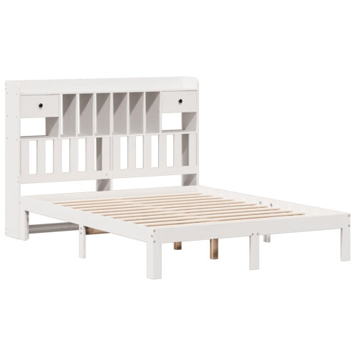 VidaXL vidaXL Bookcase Bed without Mattress Bed Base White 140x200cm Solid Wood Pine 2