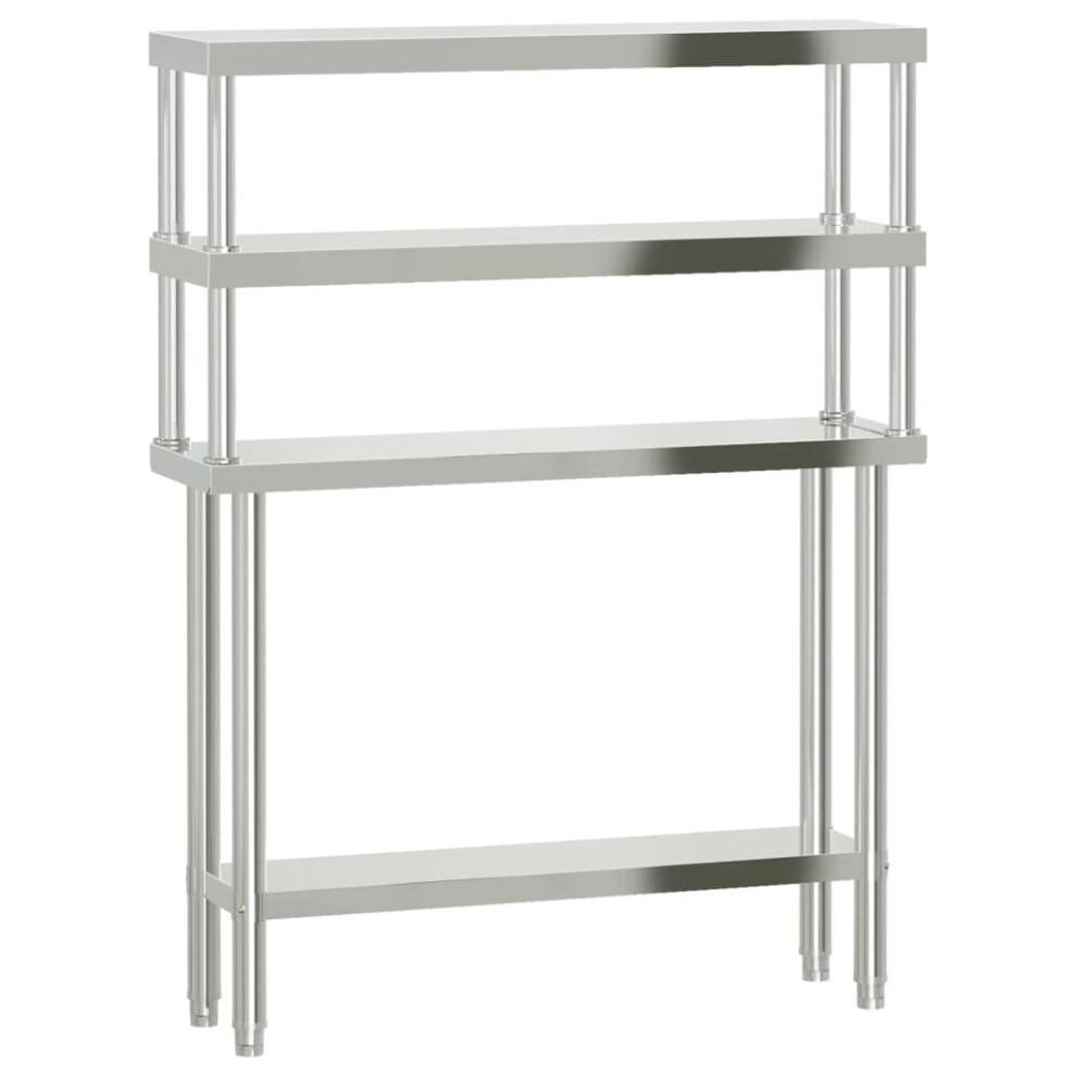 Vidaxl Kitchen Work Table With Overshelf Prep Catering Table Stainless Steel