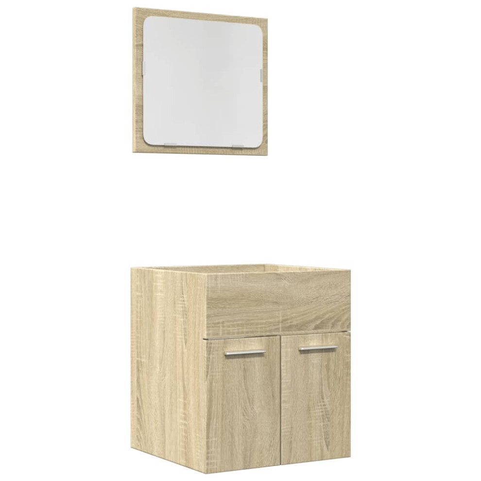 vidaXL Bathroom Furniture Set 2 Piece Sink Cabinet Sonoma Oak Engineered Wood