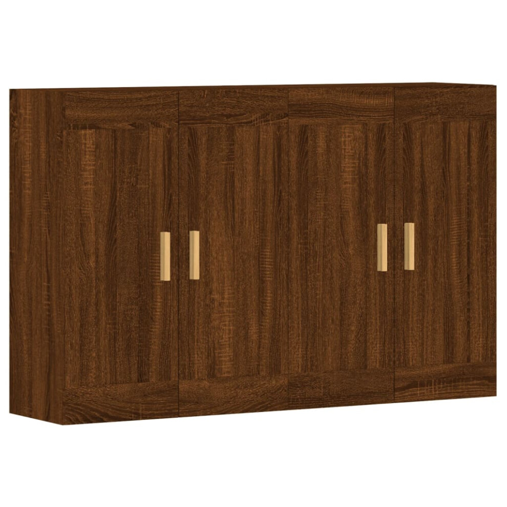 vidaXL Wall Mounted Cabinets Bathroom Cabinet 2 pcs Brown Oak Engineered Wood