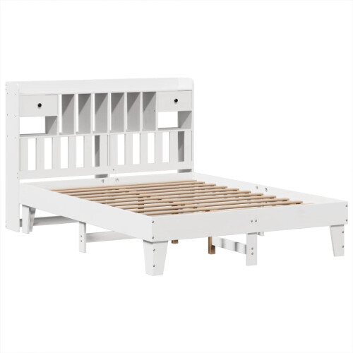 VidaXL vidaXL Bed Frame without Mattress White 150x200 cm King Size Solid Wood Pine 2