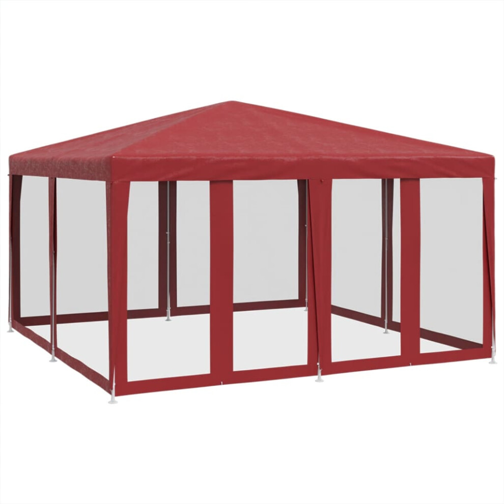 vidaXL Party Tent with 8 Mesh Sidewalls Party Gazebo Canopy Marquee Red HDPE