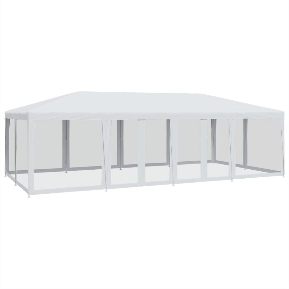 vidaXL Party Tent with 12 Mesh Sidewalls Gazebo Canopy Marquee White HDPE