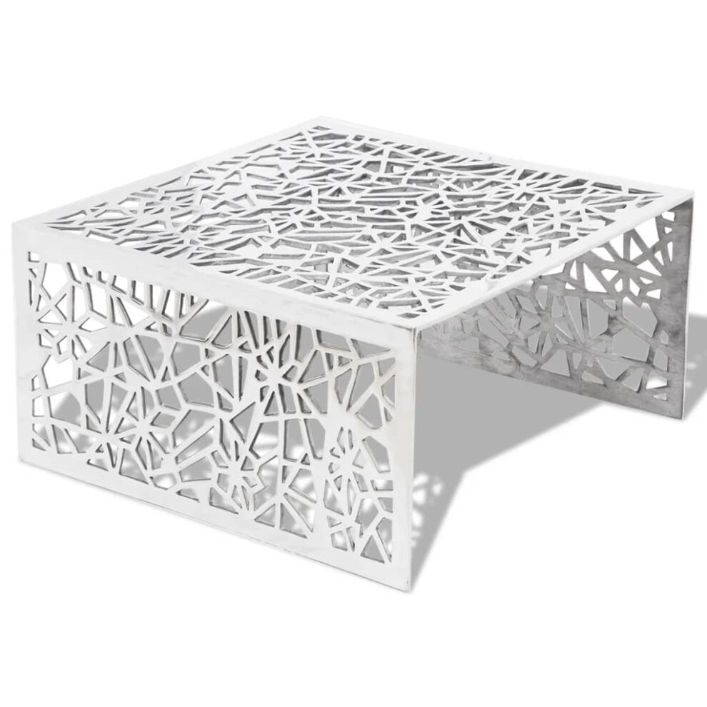 Aluminium Coffee Side Table End Display Silver Geometric Openwork Design Decor