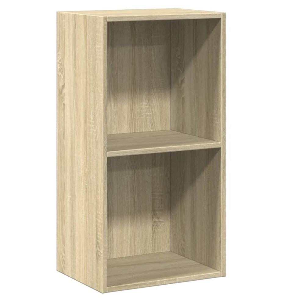 vidaXL 2-Tier Book Cabinet Sonoma Oak Engineered Wood Storage Highboard Shelf