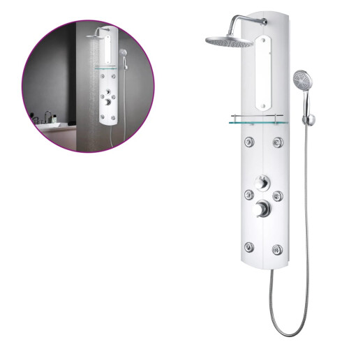 VidaXL vidaXL Shower Panel Unit 25x43x120cm Silver Bathroom Waterfall Jet Column Wall 1