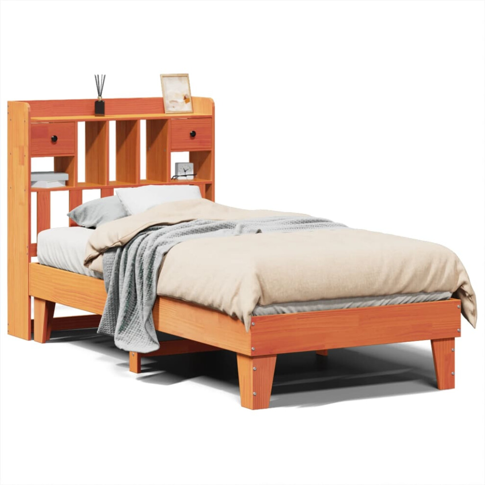 vidaXL Bed Frame without Mattress Bed Wax Brown Small Single Solid Wood Pine