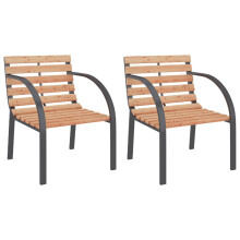 vidaXL 2x Garden Chairs Wood Outdoor Patio Seating Furniture Armchair Seat