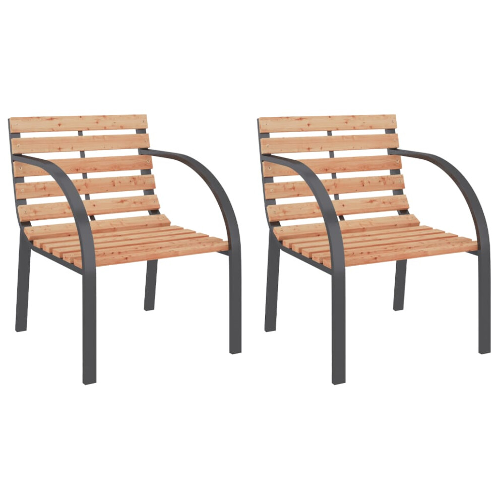 Vidaxl 2X Garden Chairs Wood Outdoor Patio Seating Furniture Armchair Seat
