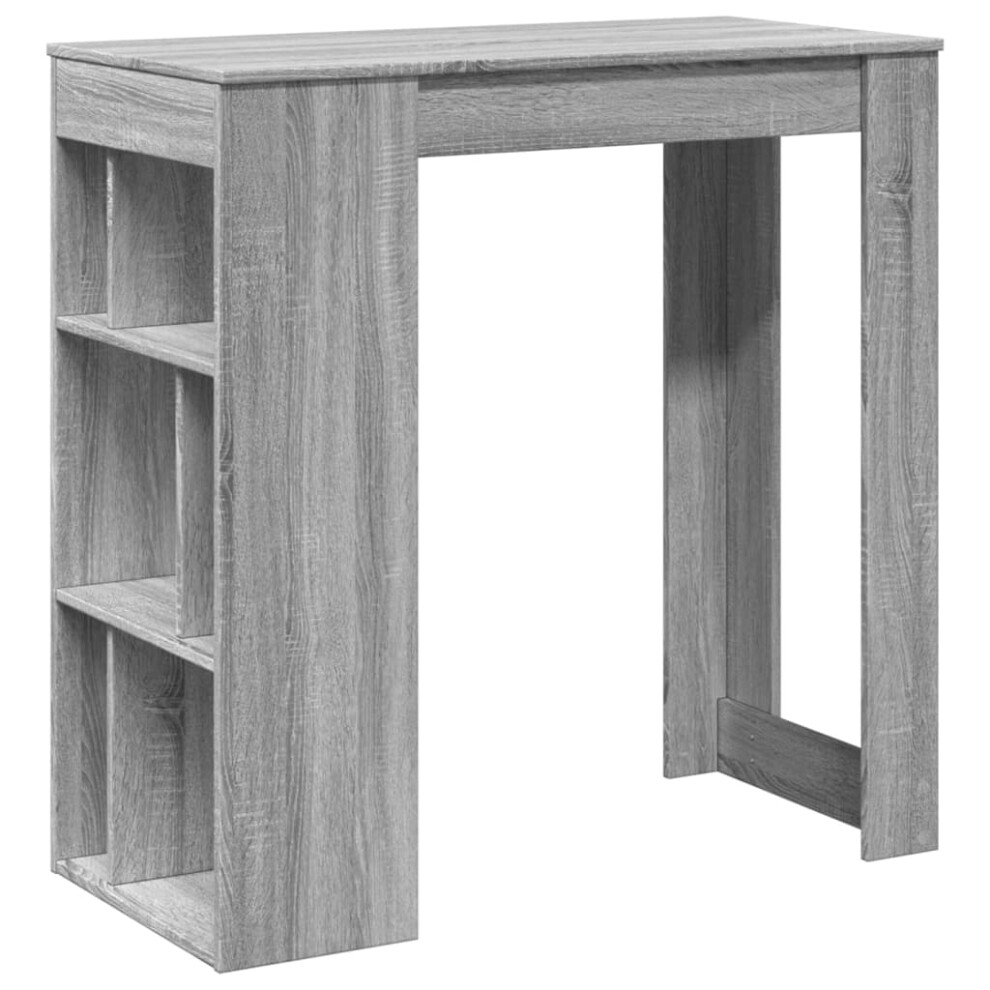 vidaXL Bar Table with Racks Pub Table Bistro Table Grey Sonoma Engineered Wood